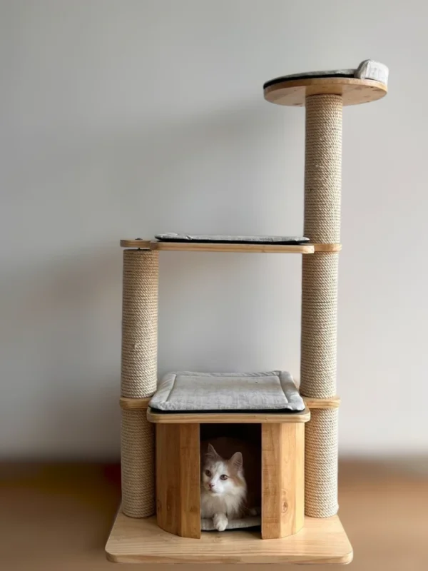 gimnasio para gatos premium madera 3 niveles casa