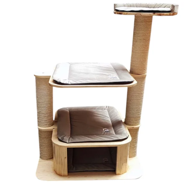 gimnasio para gatos premium madera 3 niveles casa