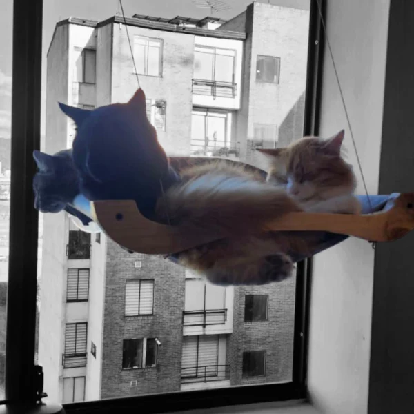 hamaca de ventana para gatos madera