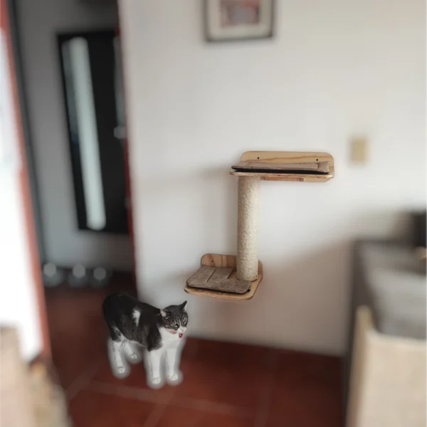 repisas con tubo rascador gimnasio para gatos